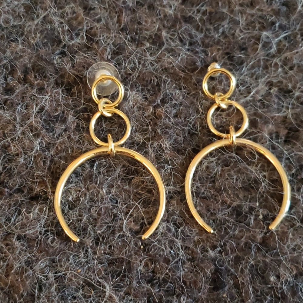 Crescent Moon drop earrings (gold plated)